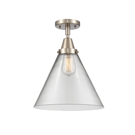 A large image of the Innovations Lighting 447-1C-16-12-L Cone Semi-Flush Brushed Satin Nickel / Clear