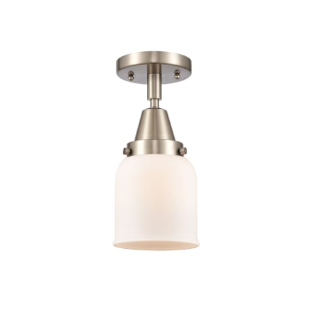 A large image of the Innovations Lighting 447-1C-10-5 Bell Semi-Flush Brushed Satin Nickel / Matte White