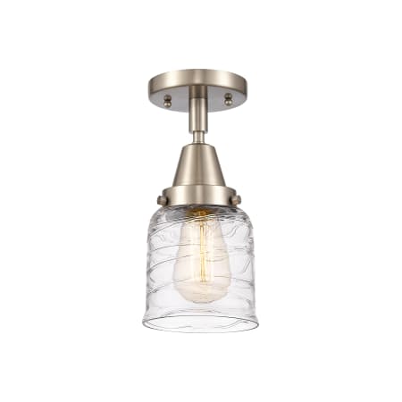 A large image of the Innovations Lighting 447-1C-10-5 Bell Semi-Flush Brushed Satin Nickel / Deco Swirl