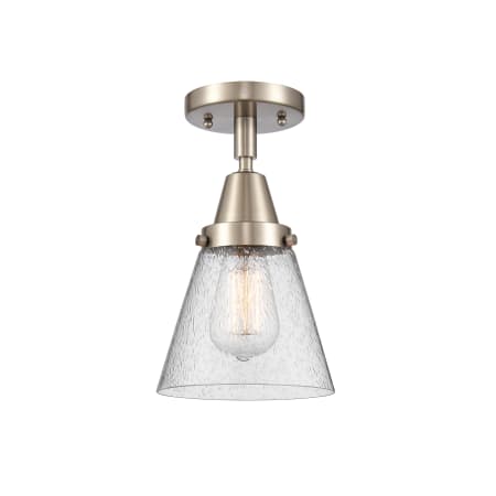 A large image of the Innovations Lighting 447-1C-10-6 Cone Semi-Flush Brushed Satin Nickel / Seedy