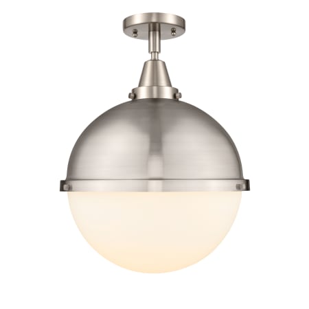 A large image of the Innovations Lighting 447-1C-18-13 Hampden Semi-Flush Brushed Satin Nickel / Matte White