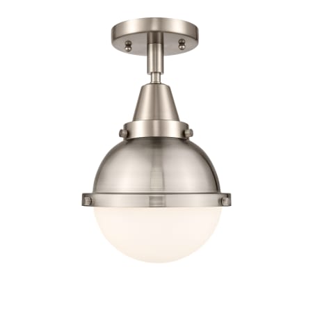 A large image of the Innovations Lighting 447-1C-11-7 Hampden Semi-Flush Brushed Satin Nickel / Matte White