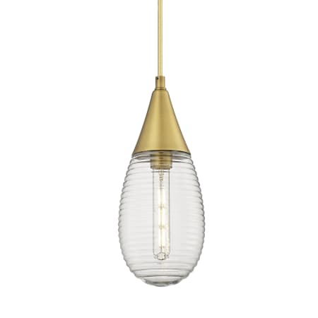 A large image of the Innovations Lighting 450-1P-15-6 Malone Pendant Brushed Brass / Striped Clear