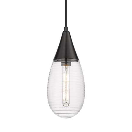 A large image of the Innovations Lighting 450-1P-15-6 Malone Pendant Matte Black / Striped Clear