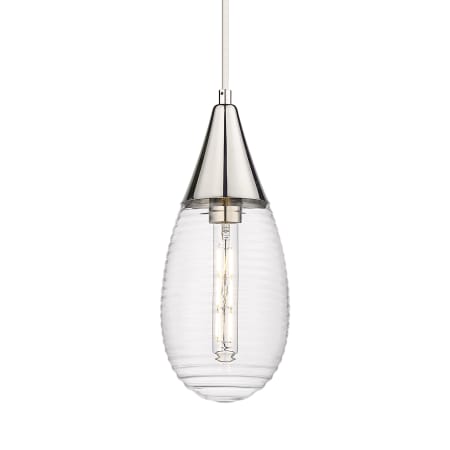 A large image of the Innovations Lighting 450-1P-15-6 Malone Pendant Polished Nickel / Striped Clear