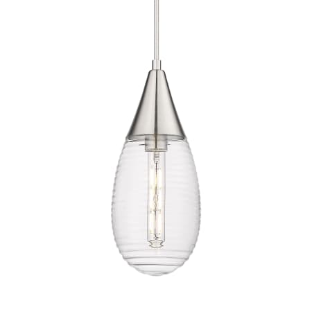 A large image of the Innovations Lighting 450-1P-15-6 Malone Pendant Satin Nickel / Striped Clear