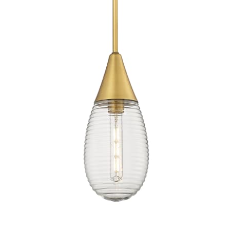 A large image of the Innovations Lighting 450-1S-15-6 Malone Pendant Brushed Brass / Striped Clear