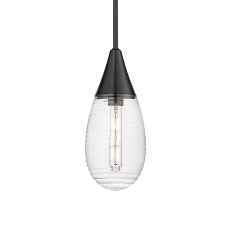 A large image of the Innovations Lighting 450-1S-15-6 Malone Pendant Matte Black / Striped Clear