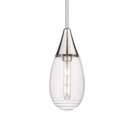 A large image of the Innovations Lighting 450-1S-15-6 Malone Pendant Polished Nickel / Striped Clear