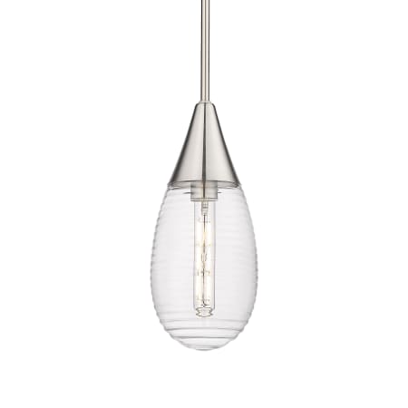 A large image of the Innovations Lighting 450-1S-15-6 Malone Pendant Satin Nickel / Striped Clear