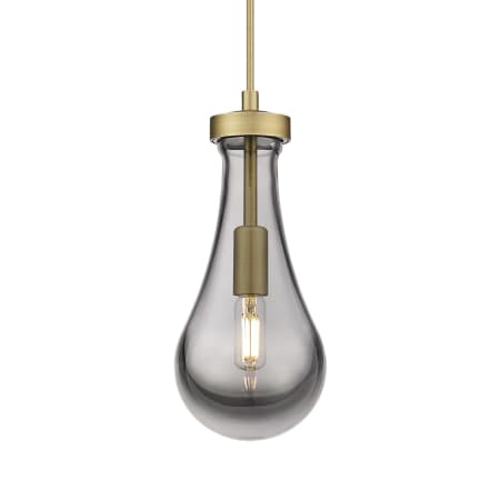 A large image of the Innovations Lighting 451-1P-12-5 Owego Pendant Brushed Brass / Plated Smoke