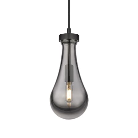 A large image of the Innovations Lighting 451-1P-12-5 Owego Pendant Matte Black / Plated Smoke