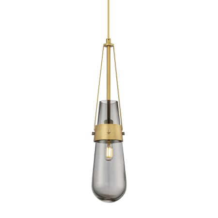 A large image of the Innovations Lighting 452-1P-21-4 Milan Pendant Brushed Brass / Plated Smoke