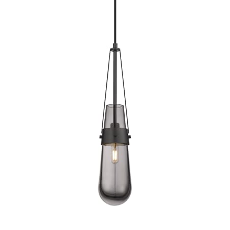 A large image of the Innovations Lighting 452-1P-21-4 Milan Pendant Matte Black / Plated Smoke