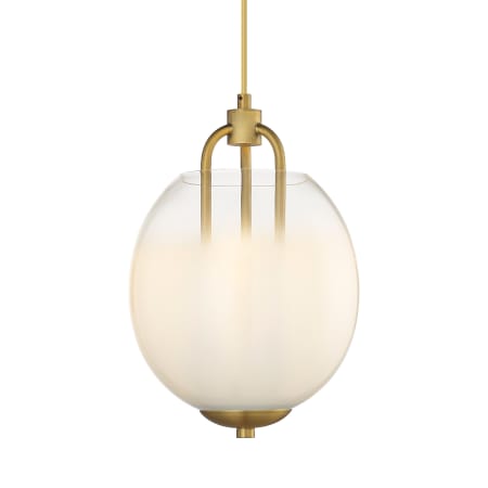 A large image of the Innovations Lighting 453-3P-15-10 Fall Brook Pendant Brushed Brass / Matte White and Clear