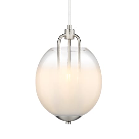 A large image of the Innovations Lighting 453-3P-15-10 Fall Brook Pendant Satin Nickel / Matte White and Clear