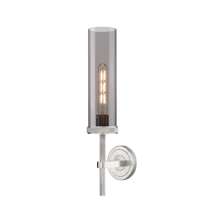 A large image of the Innovations Lighting 471-1W-21-4 Lincoln Sconce Satin Nickel / Plated Smoke