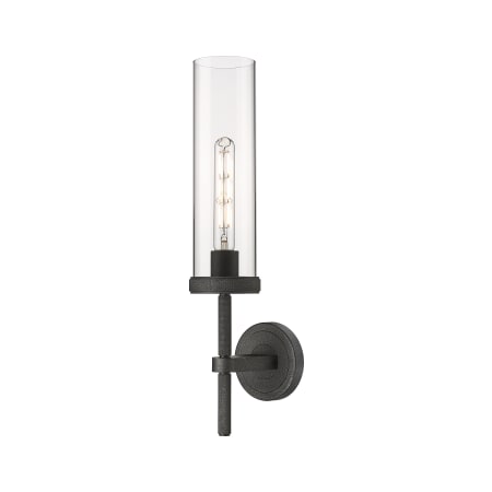 A large image of the Innovations Lighting 471-1W-21-4 Lincoln Sconce Weathered Zinc / Clear