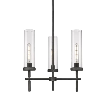 A large image of the Innovations Lighting 471-3CR-20-21 Lincoln Pendant Weathered Zinc / Clear