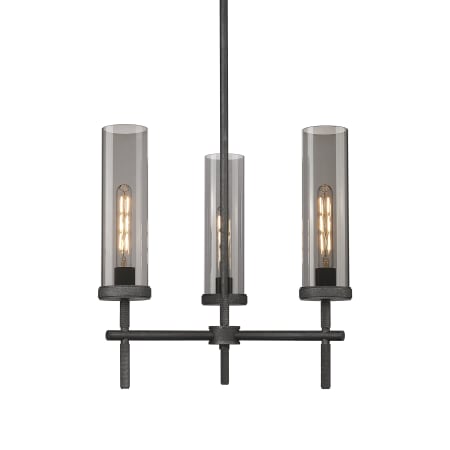 A large image of the Innovations Lighting 471-3CR-20-21 Lincoln Pendant Weathered Zinc / Plated Smoke