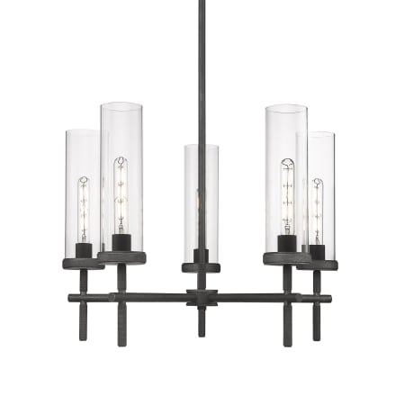 A large image of the Innovations Lighting 471-5CR-20-27 Lincoln Chandelier Weathered Zinc / Clear