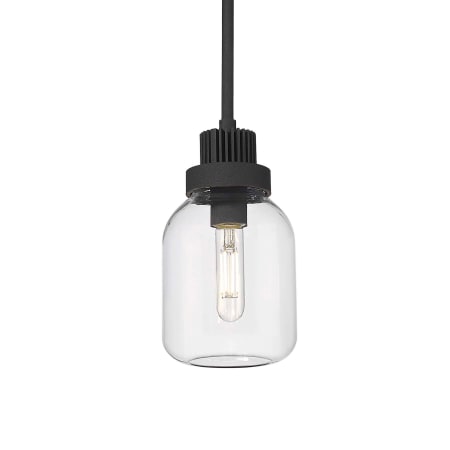 A large image of the Innovations Lighting 472-1S-11-6 Somers Pendant Textured Black / Clear