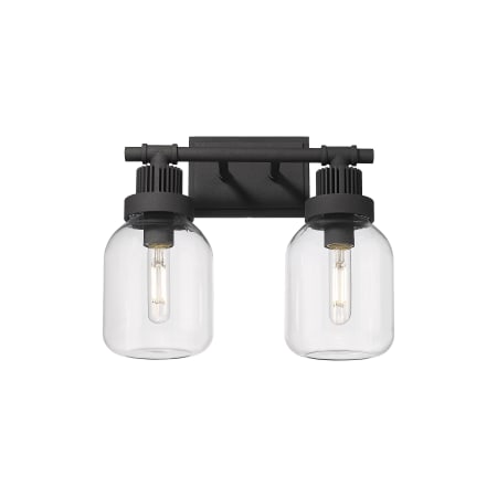 A large image of the Innovations Lighting 472-2W-13-15 Somers Vanity Textured Black / Clear