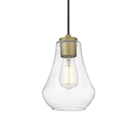 A large image of the Innovations Lighting 490-1P-11-7 Fairfield Pendant Brushed Brass / Clear