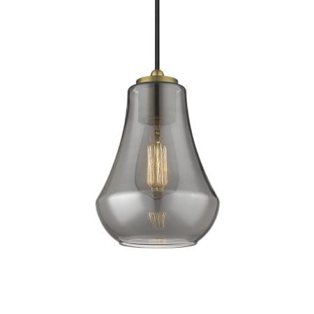 A large image of the Innovations Lighting 490-1P-11-7 Fairfield Pendant Brushed Brass / Plated Smoke