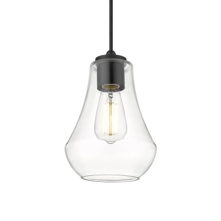 A large image of the Innovations Lighting 490-1P-11-7 Fairfield Pendant Matte Black / Clear