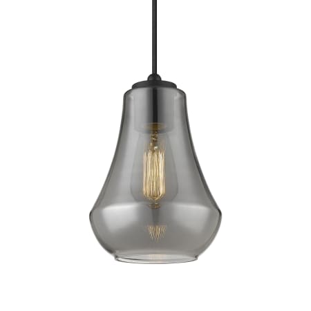 A large image of the Innovations Lighting 490-1P-11-7 Fairfield Pendant Matte Black / Plated Smoke