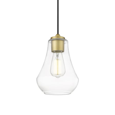 A large image of the Innovations Lighting 490-1P-11-7 Fairfield Pendant Satin Gold / Clear