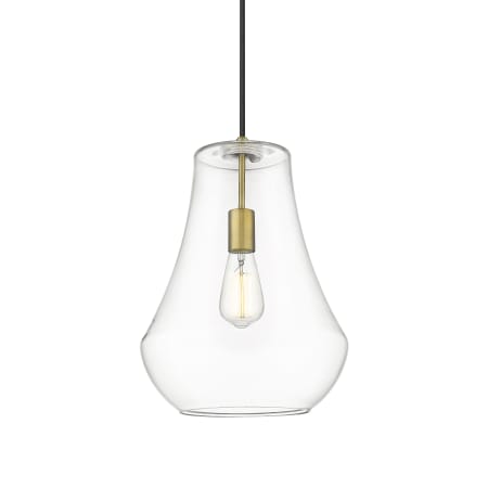 A large image of the Innovations Lighting 491-1P-16-12 Fairfield Pendant Brushed Brass / Clear