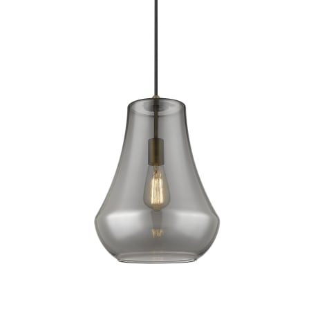 A large image of the Innovations Lighting 491-1P-16-12 Fairfield Pendant Brushed Brass / Plated Smoke