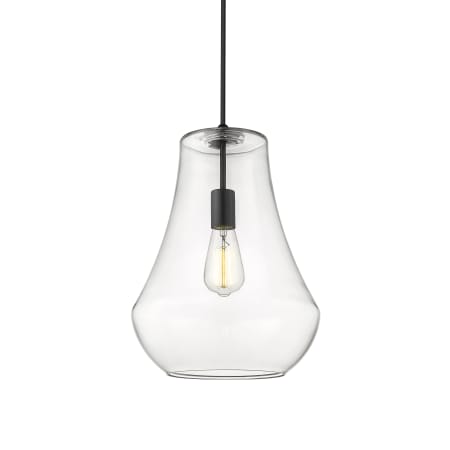 A large image of the Innovations Lighting 491-1P-16-12 Fairfield Pendant Matte Black / Clear