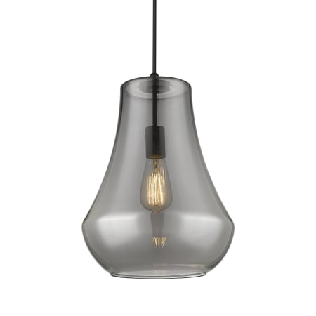 A large image of the Innovations Lighting 491-1P-16-12 Fairfield Pendant Matte Black / Plated Smoke