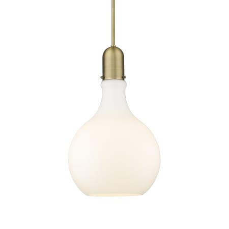 A large image of the Innovations Lighting 492-1S-23-14 Amherst Pendant Brushed Brass / Matte White