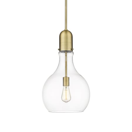 A large image of the Innovations Lighting 492-1S-20-12 Amherst Pendant Brushed Brass / Clear