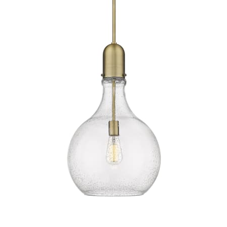 A large image of the Innovations Lighting 492-1S-23-14 Amherst Pendant Brushed Brass / Seedy