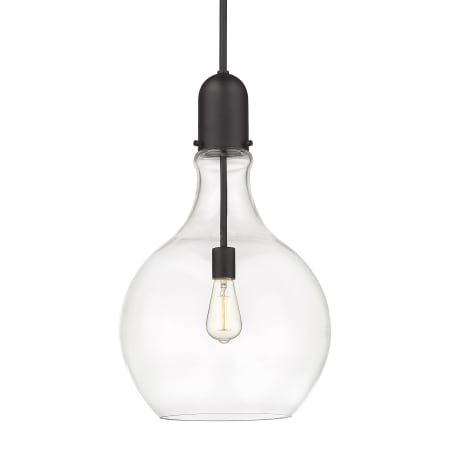 A large image of the Innovations Lighting 492-1S-23-14 Amherst Pendant Matte Black / Clear