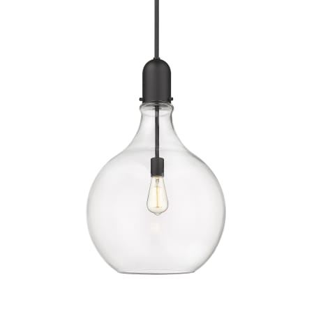 A large image of the Innovations Lighting 492-1S-25-16 Amherst Pendant Matte Black / Clear