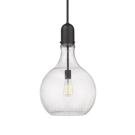 A large image of the Innovations Lighting 492-1S-23-14 Amherst Pendant Matte Black / Seedy