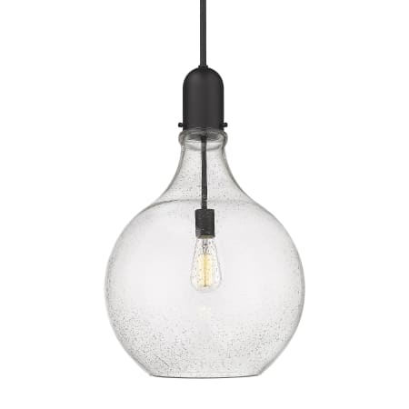 A large image of the Innovations Lighting 492-1S-25-16 Amherst Pendant Matte Black / Seedy