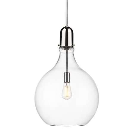 A large image of the Innovations Lighting 492-1S-25-16 Amherst Pendant Polished Nickel / Clear