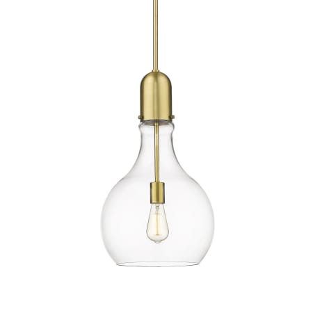 A large image of the Innovations Lighting 492-1S-20-12 Amherst Pendant Satin Gold / Clear