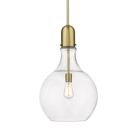 A large image of the Innovations Lighting 492-1S-23-14 Amherst Pendant Satin Gold / Clear