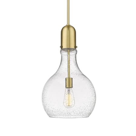 A large image of the Innovations Lighting 492-1S-20-12 Amherst Pendant Satin Gold / Seedy