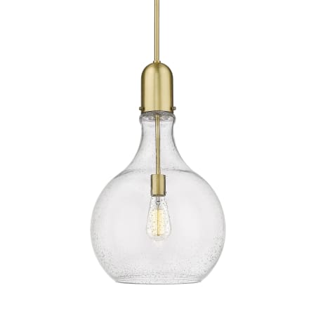 A large image of the Innovations Lighting 492-1S-23-14 Amherst Pendant Satin Gold / Seedy