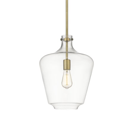 A large image of the Innovations Lighting 493-1S-16-12 Norwalk Pendant Brushed Brass / Clear