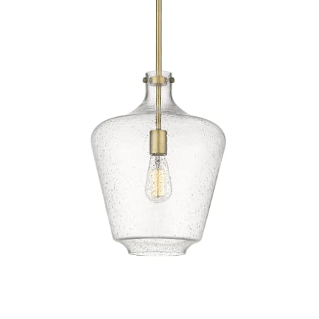 A large image of the Innovations Lighting 493-1S-16-12 Norwalk Pendant Brushed Brass / Seedy